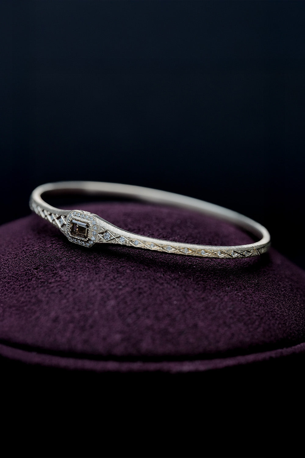 0.55ct Brown Emerald Cut Natural Diamond Bangle