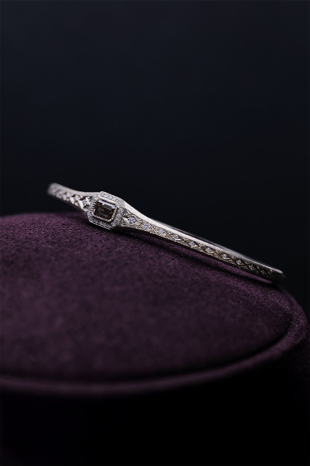 0.55ct Brown Emerald Cut Natural Diamond Bangle