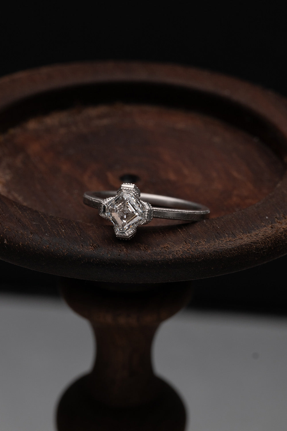 1.00ct Square Emerald Cut Natural Diamond Ring