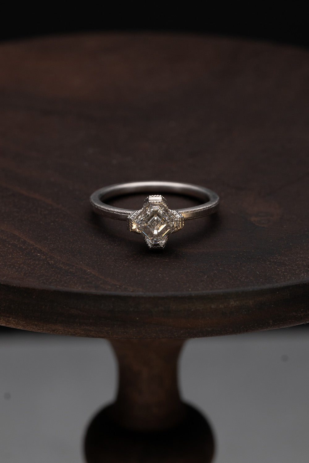 1.00ct Square Emerald Cut Natural Diamond Ring