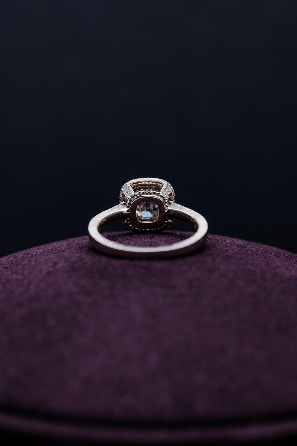 1.07ct Light Brown Cushion Mixed Cut Natural Diamond Ring