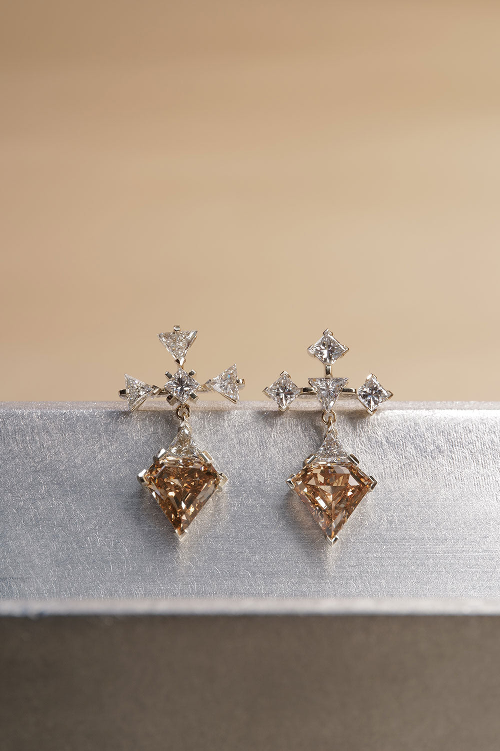 1.21ct & 1.02ct Fancy Brown-Yellow Natural Diamond Earrings