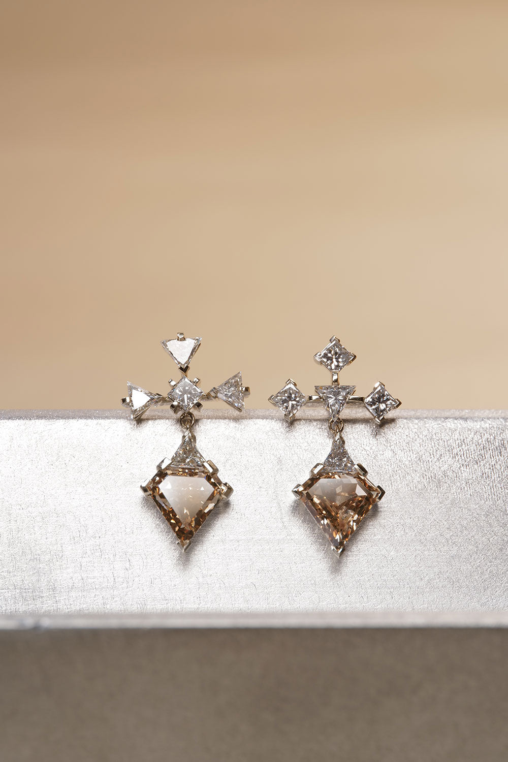 1.21ct & 1.02ct Fancy Brown-Yellow Natural Diamond Earrings