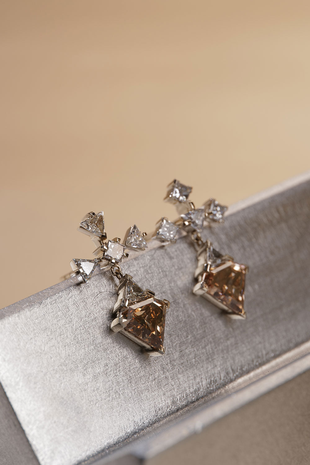 1.21ct & 1.02ct Fancy Brown-Yellow Natural Diamond Earrings