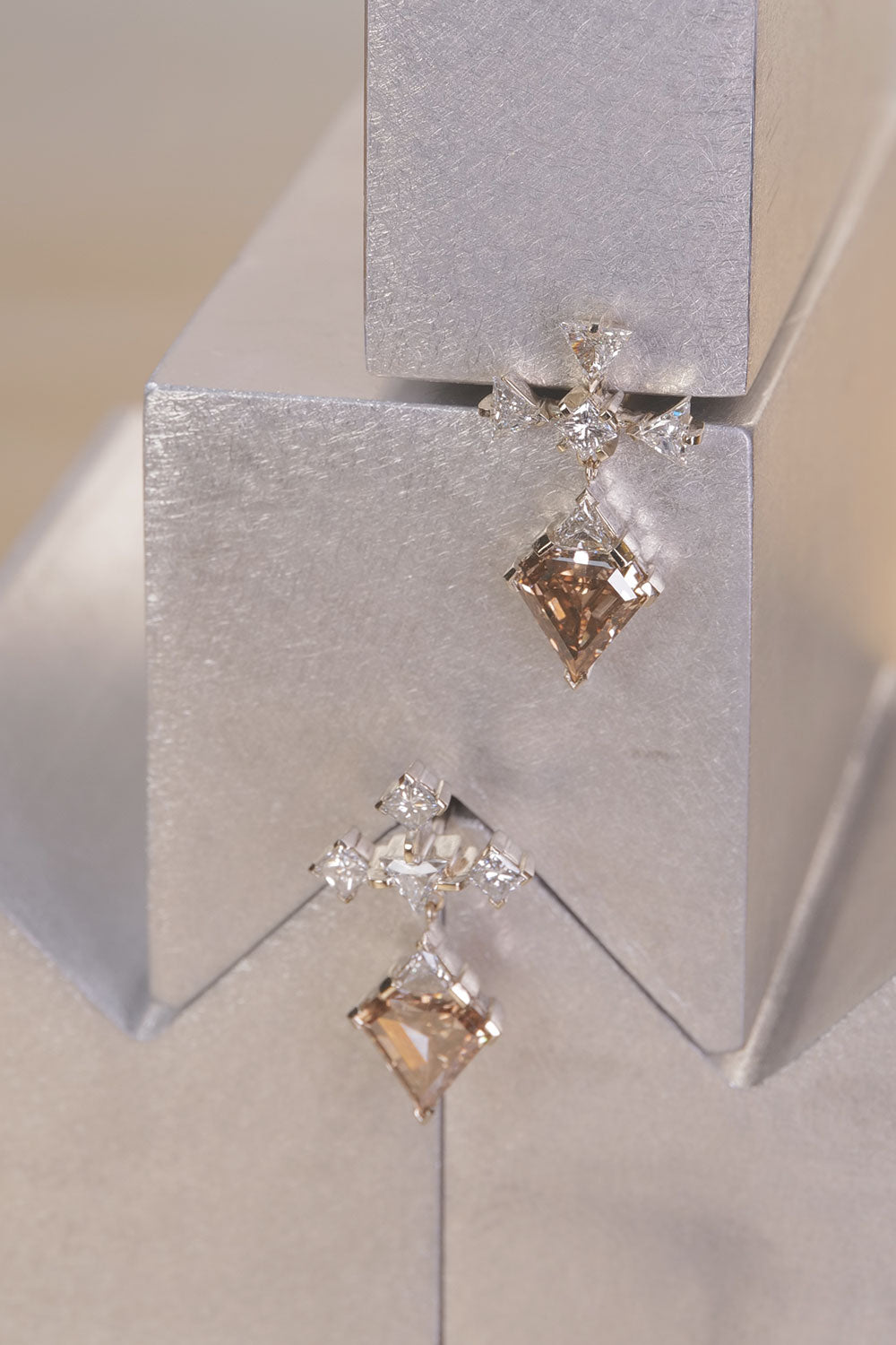 1.21ct & 1.02ct Fancy Brown-Yellow Natural Diamond Earrings