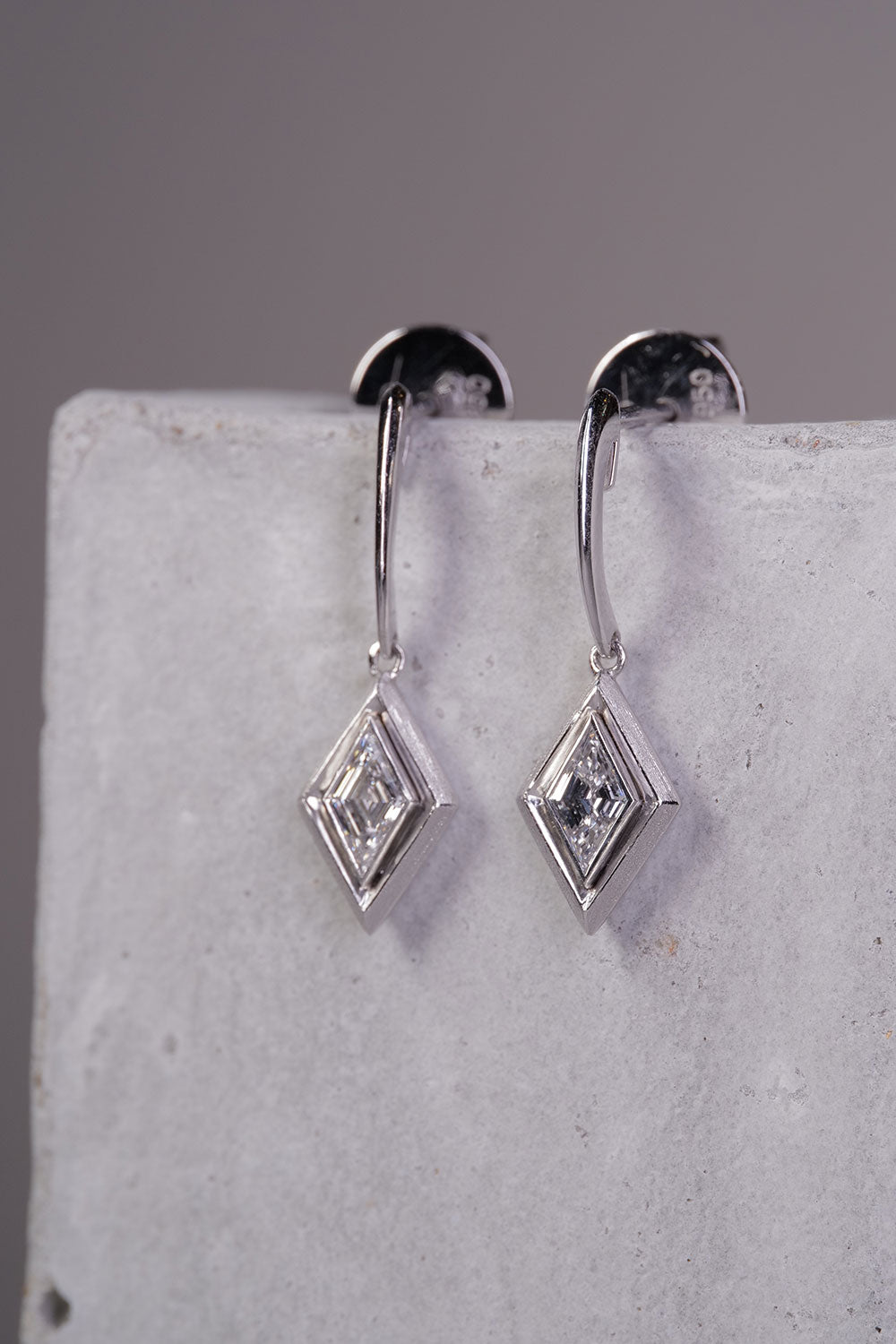 0.38ct Kite Step Cut Natural Diamond Earrings