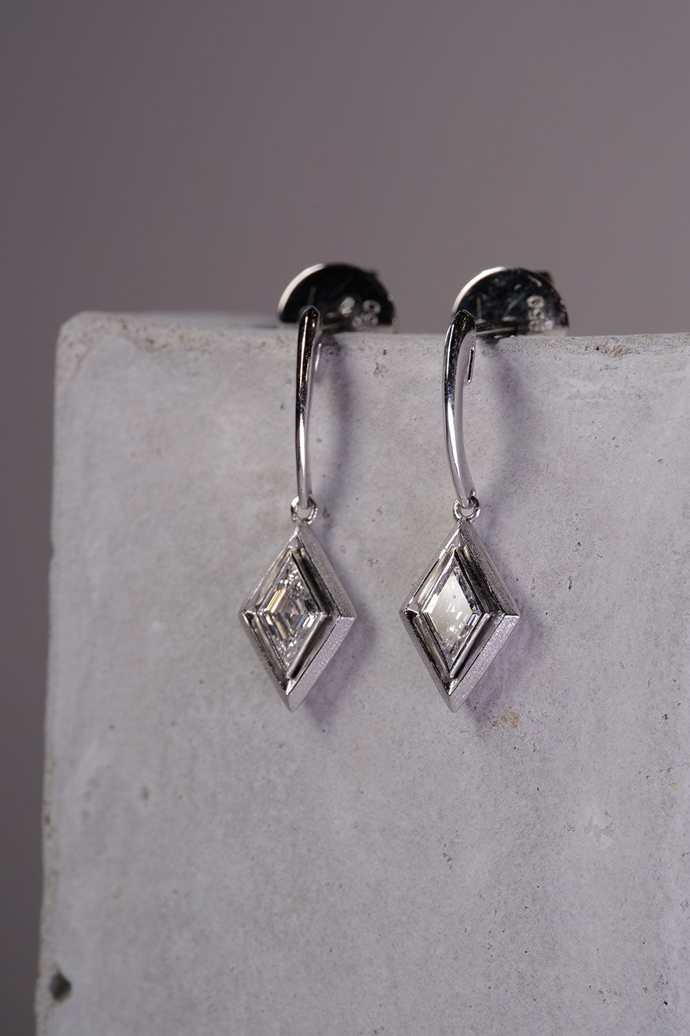 0.38ct Kite Step Cut Natural Diamond Earrings