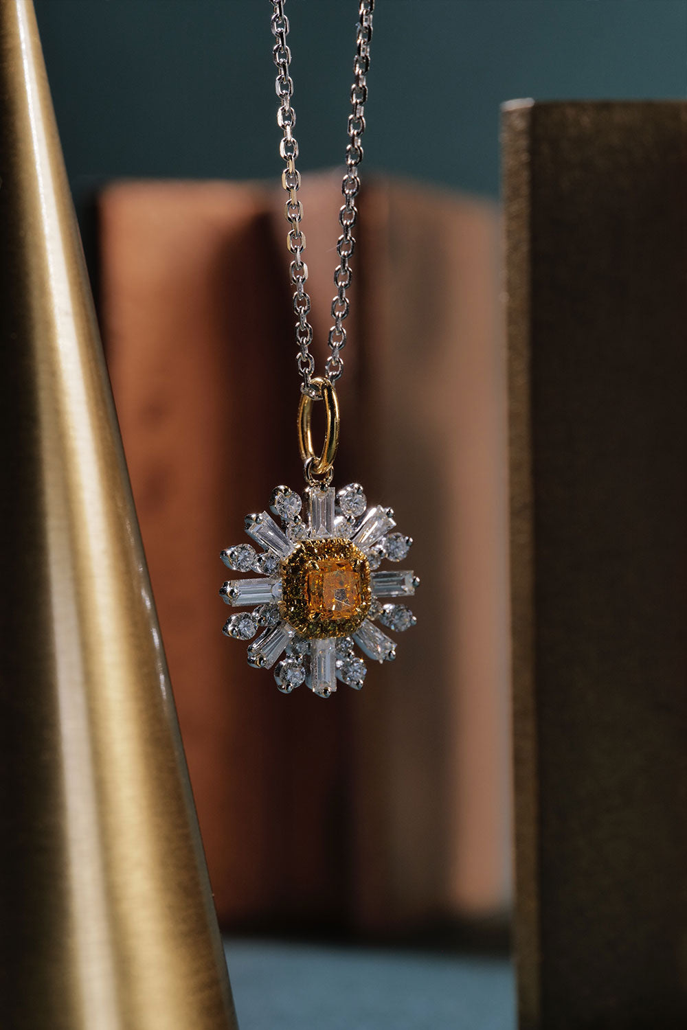 0.24ct Fancy Vivid Yellow-Orange Diamond Necklace