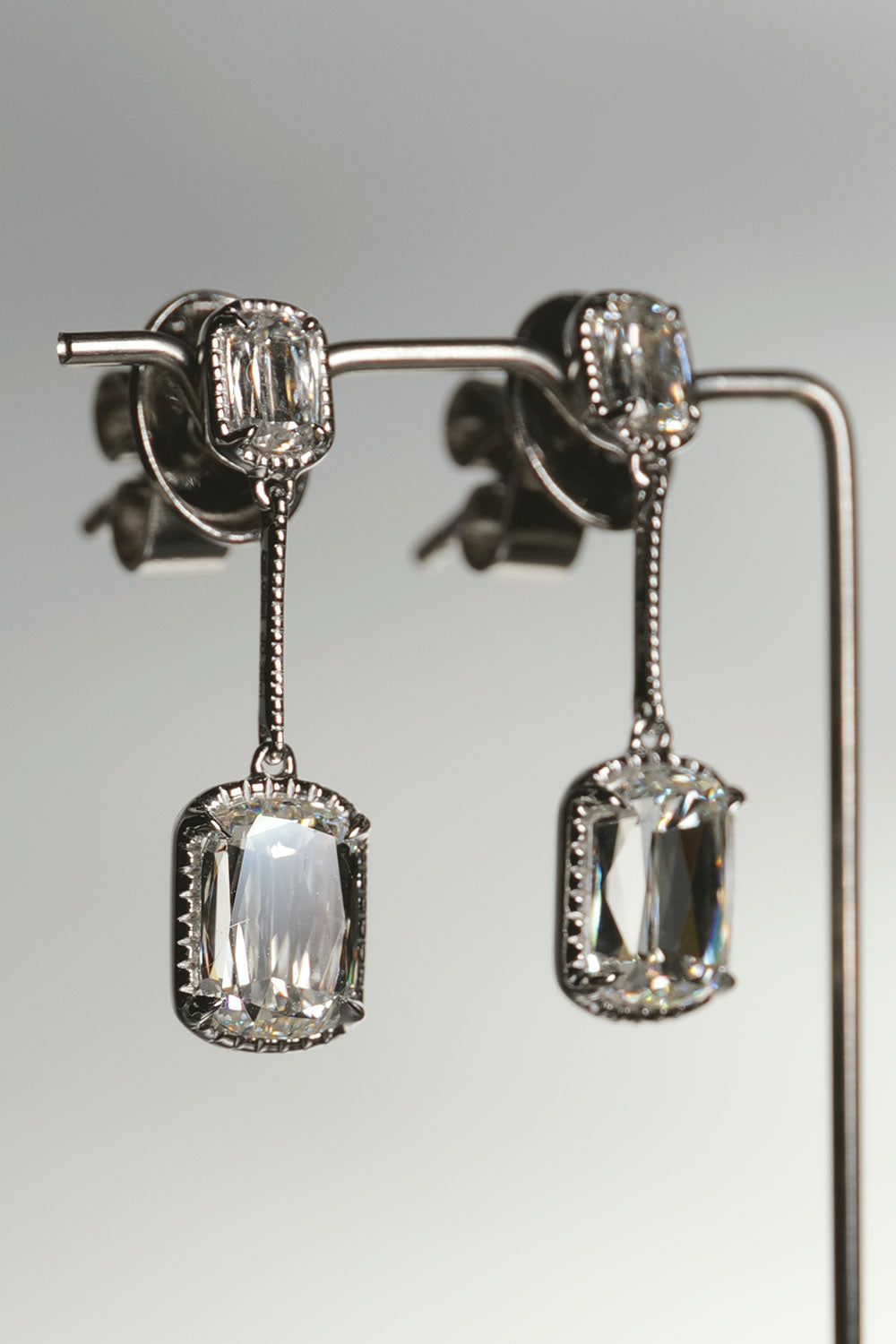 1.03ct Modified Rectangular Brilliant Cut Diamond Earrings