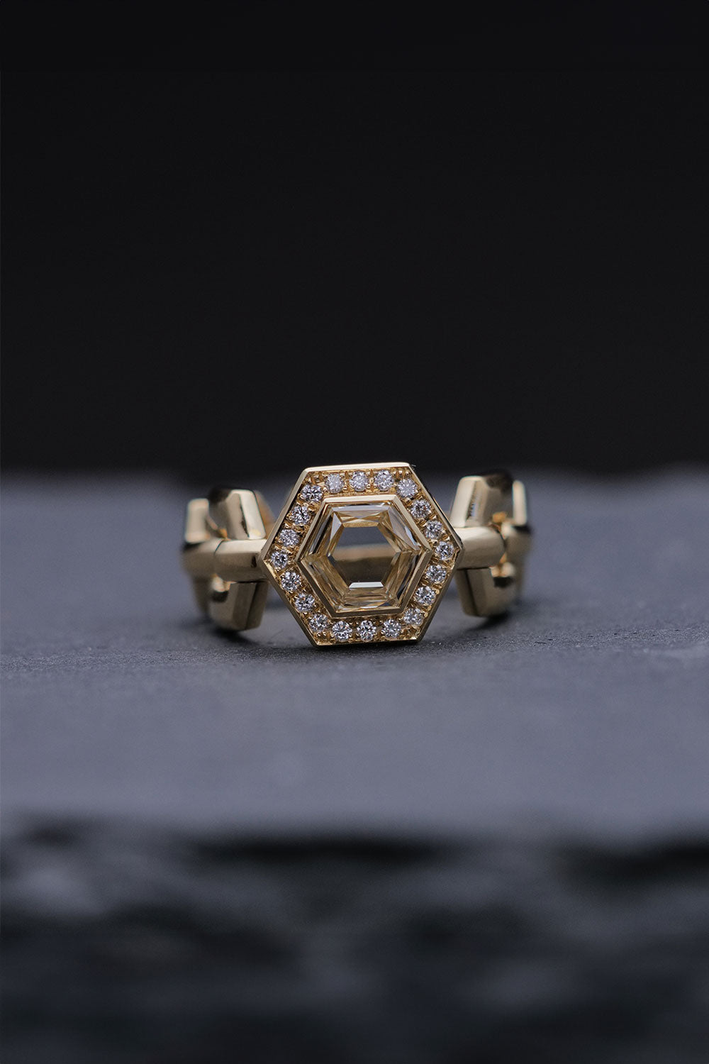 1.02ct Hexagonal Mixed Cut Natural Diamond Ring