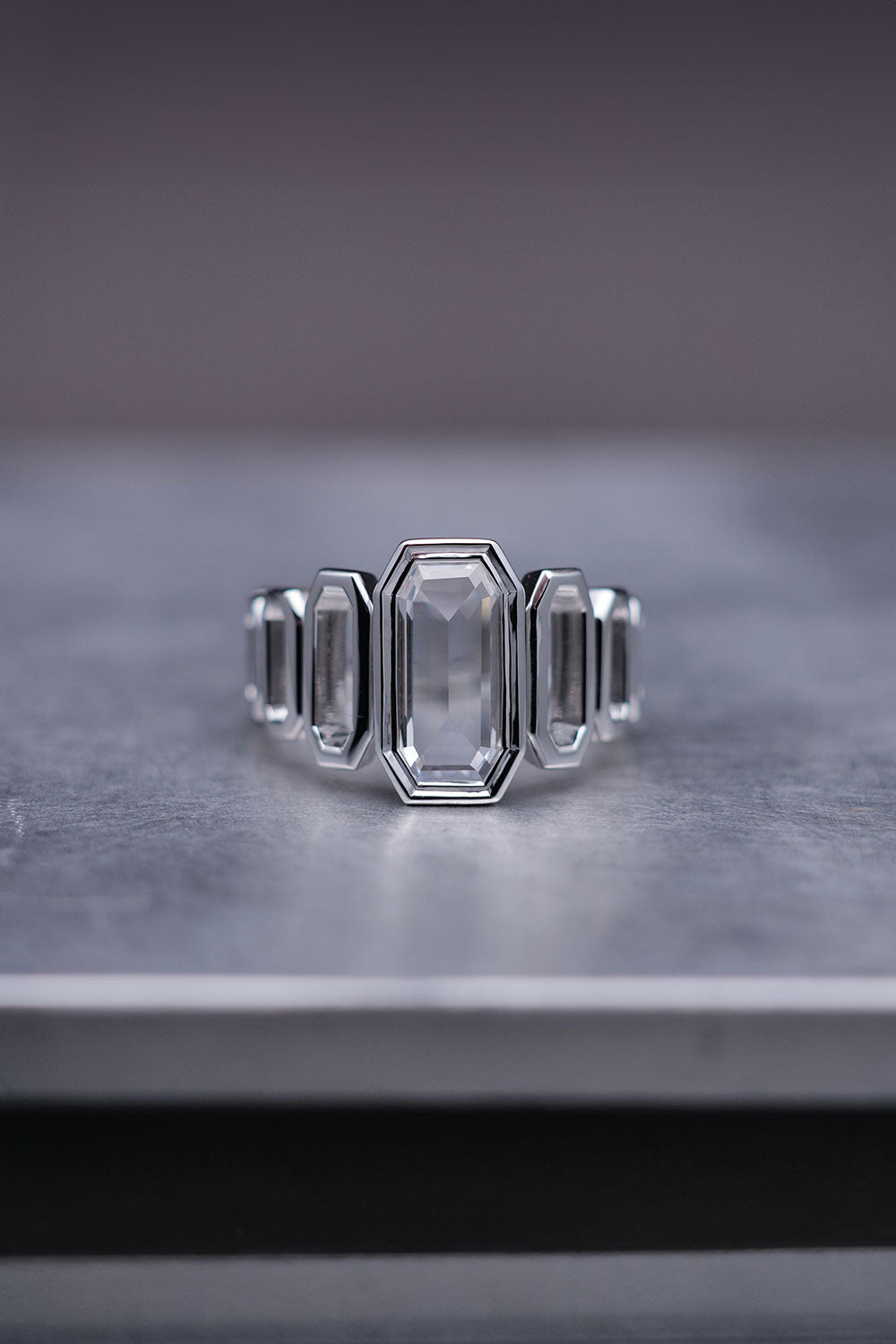 1.04ct Cut-Cornered Rectangular Mixed Cut Natural Diamond Ring